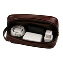 Premium Brown Leather Look Double Compartment Accessories Pouch for Men