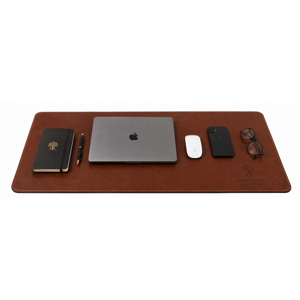 Premium Brown Leather Look Large Desk Mat for Professionals