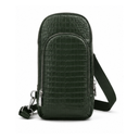 Premium Green Leather Look Crocodile-Textured Crossbody Sling Bag for Men & Women