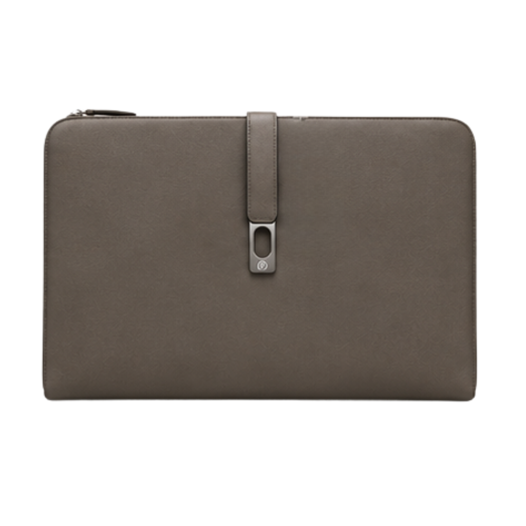 [VK-112] Premium Grey Leather Look Crocodile-Textured Laptop Folio Bag for Men