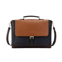 Premium Navy & Tan Leather Look Laptop Messenger Bag for Men