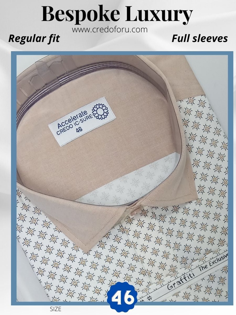 Beige and white printed combined full sleeve shirt 787