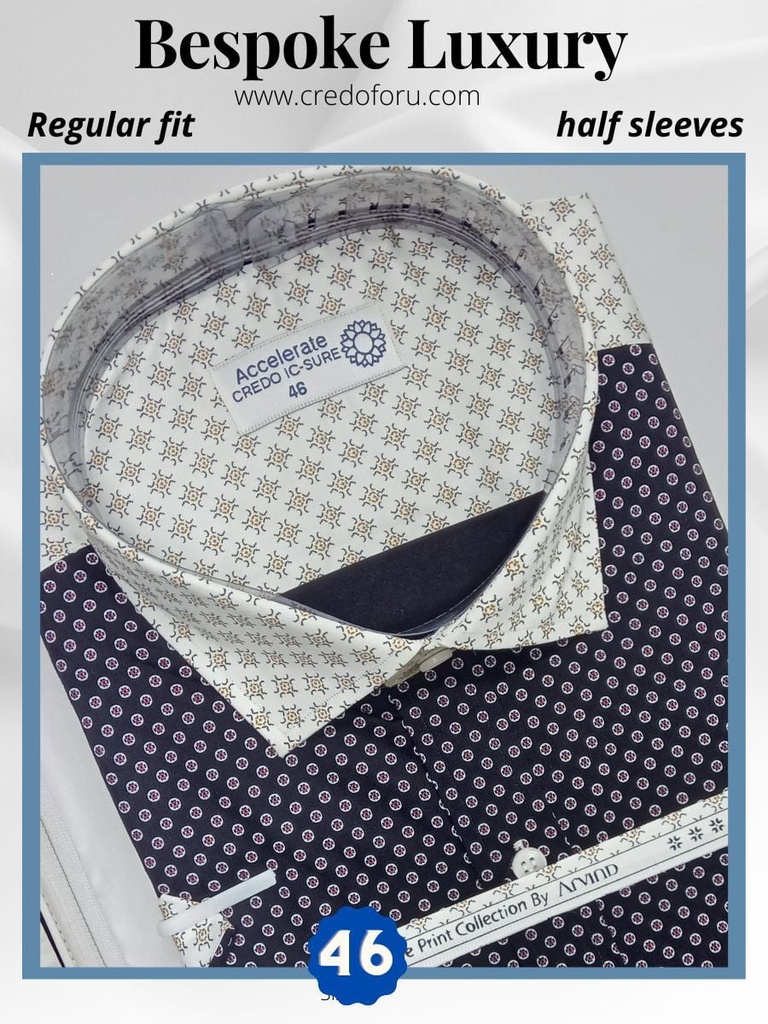 Black and white printed combined half sleeve shirt 794