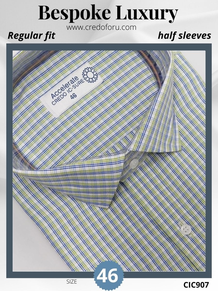 [green-and-blue-square-prints-on-white-raymond-shirt-907] Green and blue square prints on white Raymond shirt(907)