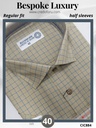 Blue checks on mehendi green Raymond shirt(884)