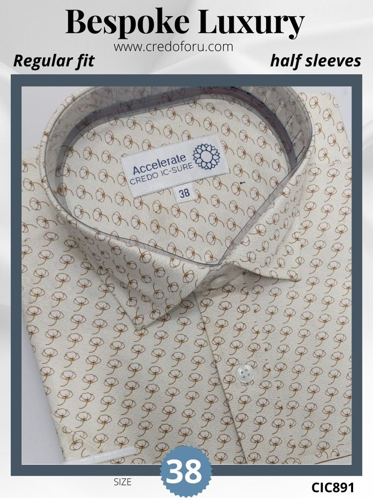 [brown-tiny-floral-print-on-white-raymond-shirt-891] Brown tiny floral print on white Raymond shirt(891)