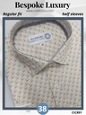 Brown tiny floral print on white Raymond shirt(891)