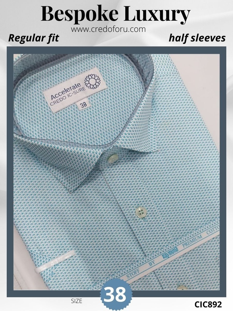 [sky-blue-barfi-printed-white-raymond-shirt-892] Sky blue barfi printed white Raymond shirt(892)