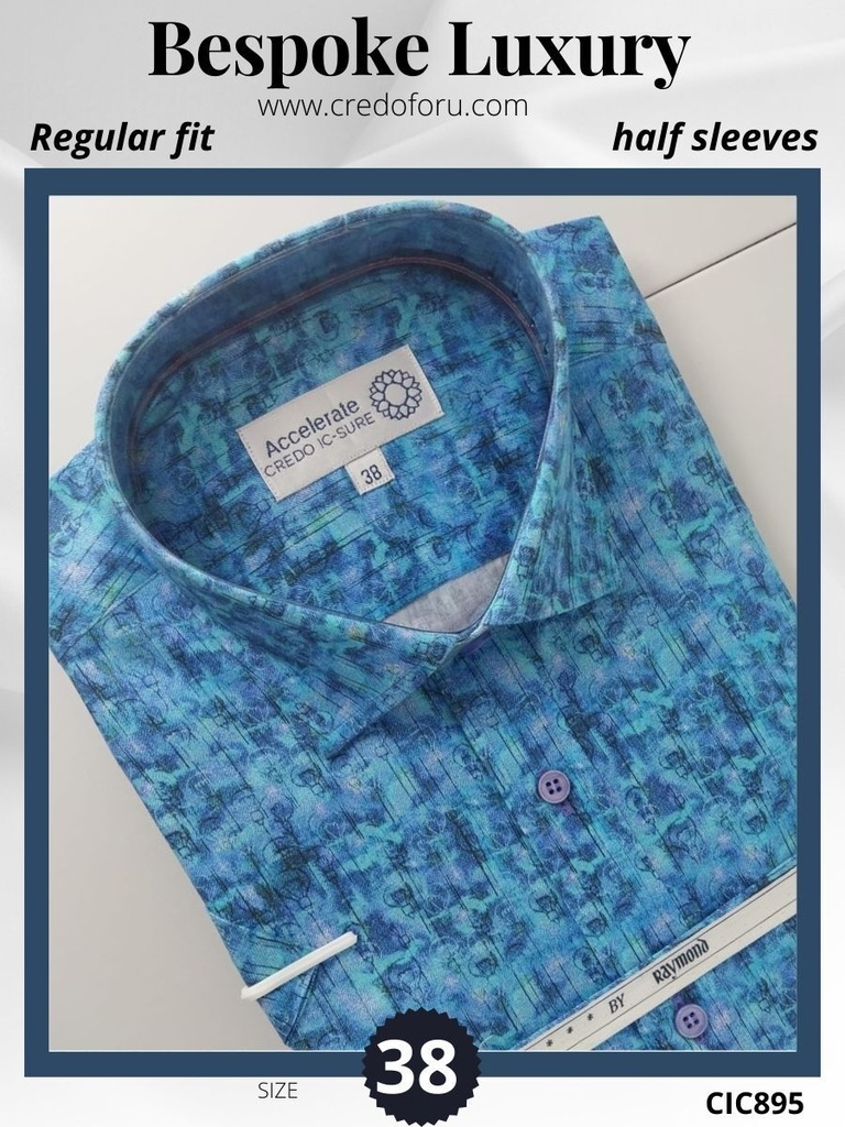 [ocean-blue-printed-raymond-shirt-895] Ocean blue printed Raymond shirt(895)