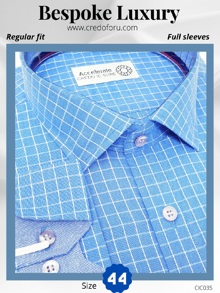 Valji Fabric Blue& White Check Formal Shirt(35)