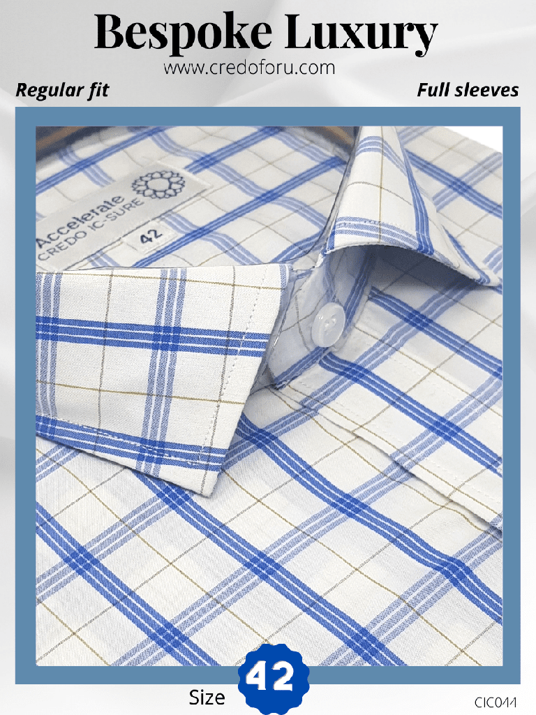 Siyaram Fabric Blue & White Check Formal Shirt(44)
