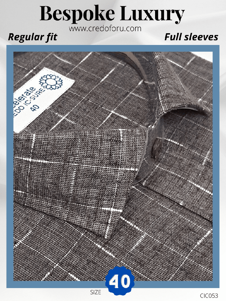 [black-white-check-formal-shirt-40] White & Grey Check Formal Shirt