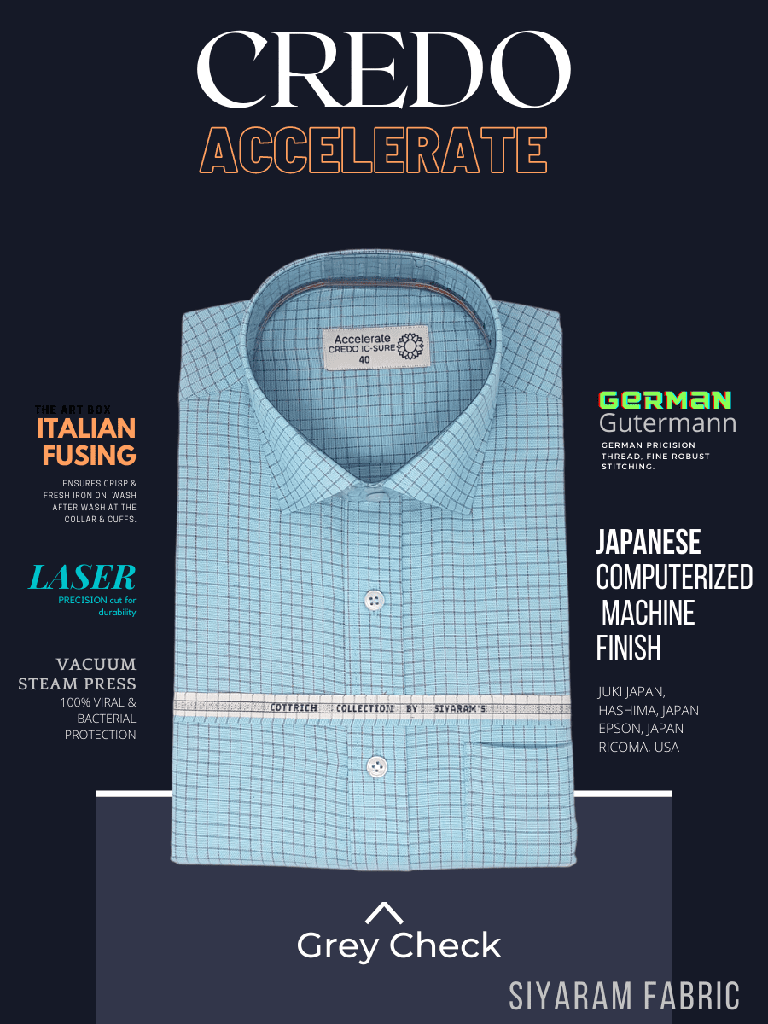 Siyaram Fabric Sky Blue Check Formal Shirt(64)