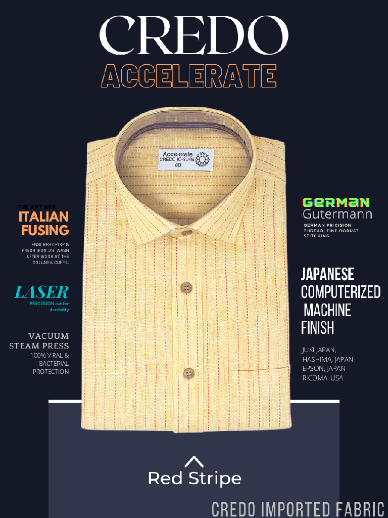 [red-yellow-stripe-formal-shirt-40] Red & Yellow Stripe Formal Shirt
