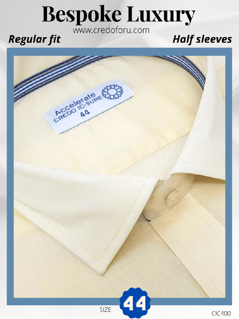[arvind-fabric-light-yellow-formal-shirt-44] Arvind Fabric Light Yellow Formal Shirt