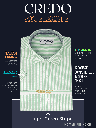 Raymond Fabric Light Green & White Stripe Formal Shirt