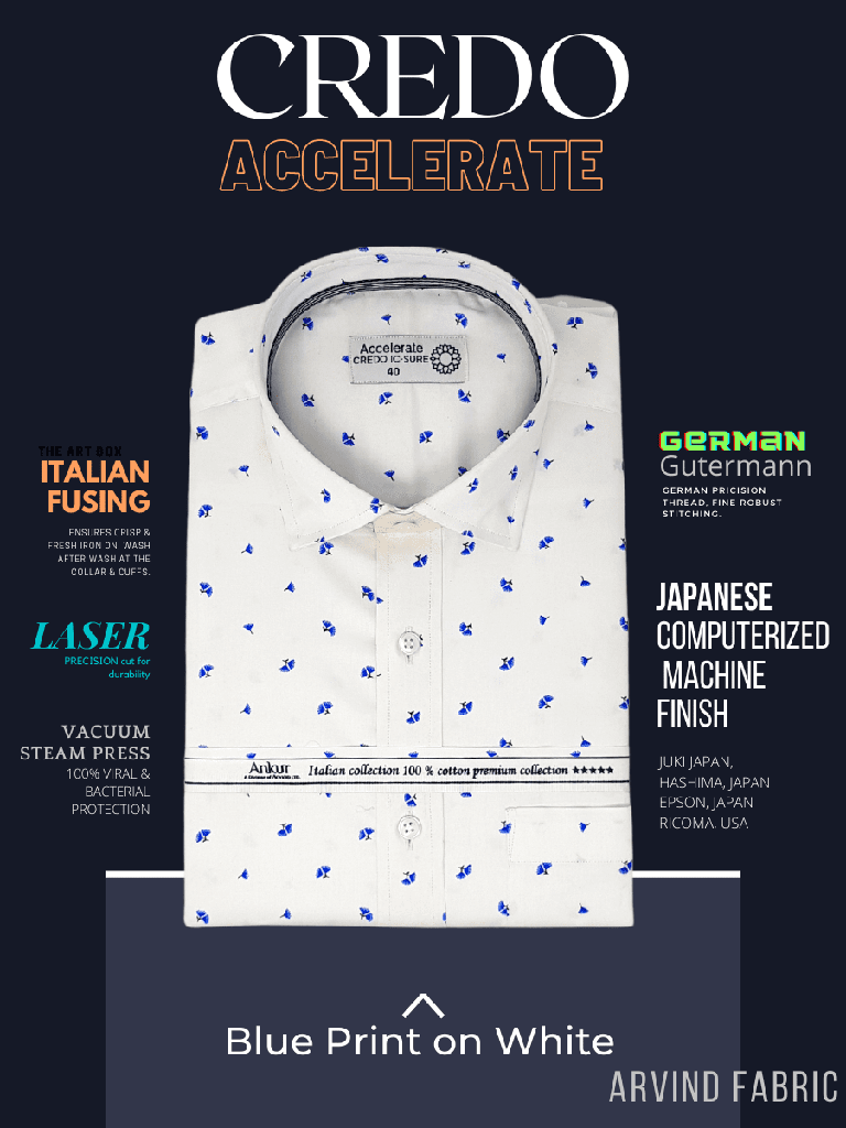 [italian-fabric-white-printed-formal-shirt-38] Italian Fabric White Printed Formal Shirt