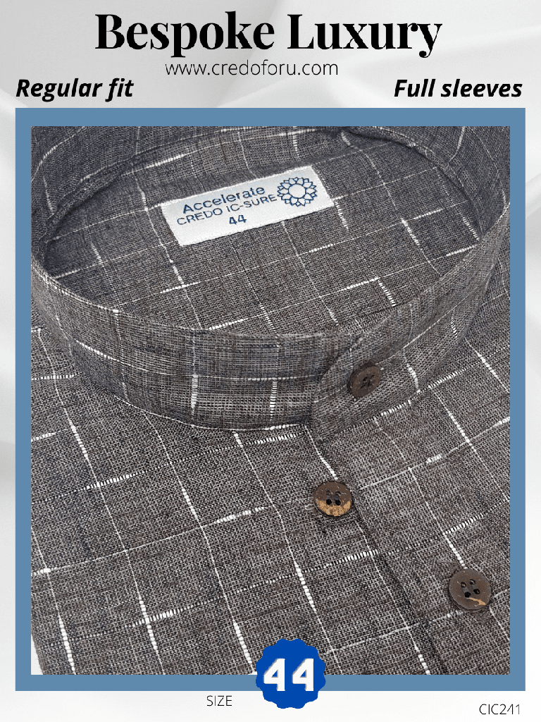 [white-check-on-grey-casual-shirt-44] White Check on Grey Casual Shirt