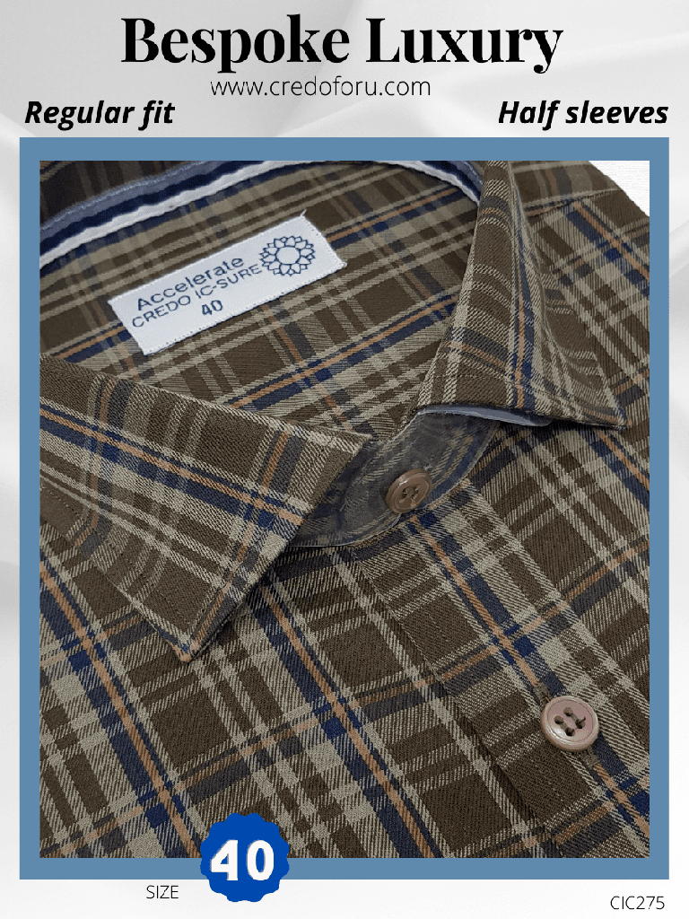 [brown-check-formal-shirt-40] Brown Check Formal Shirt